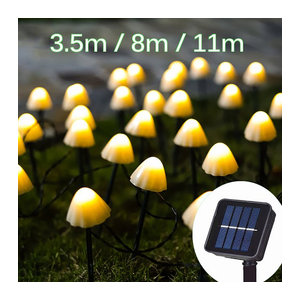 Solar LED Lichterkette in Pilz-Optik für Garten und Terrasse, Schwarz