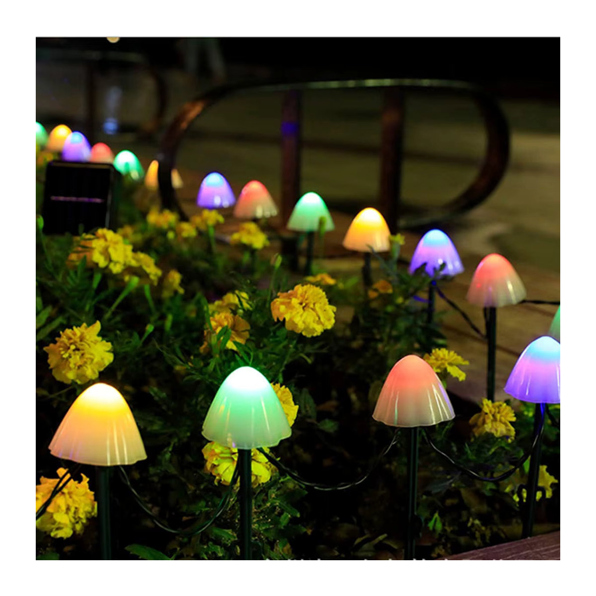 Solar LED Lichterkette in Pilz-Optik für Garten und Terrasse, Schwarz - Bild 5