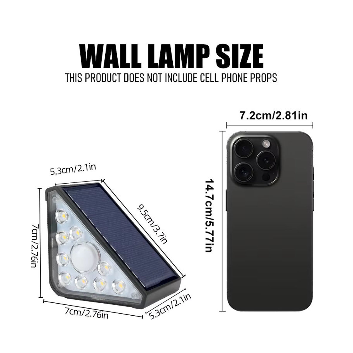 Solar-LED-Treppenleuchte in Dreiecksform für Außenbereich und Garten, Schwarz, minimalistisches Design - Bild 3