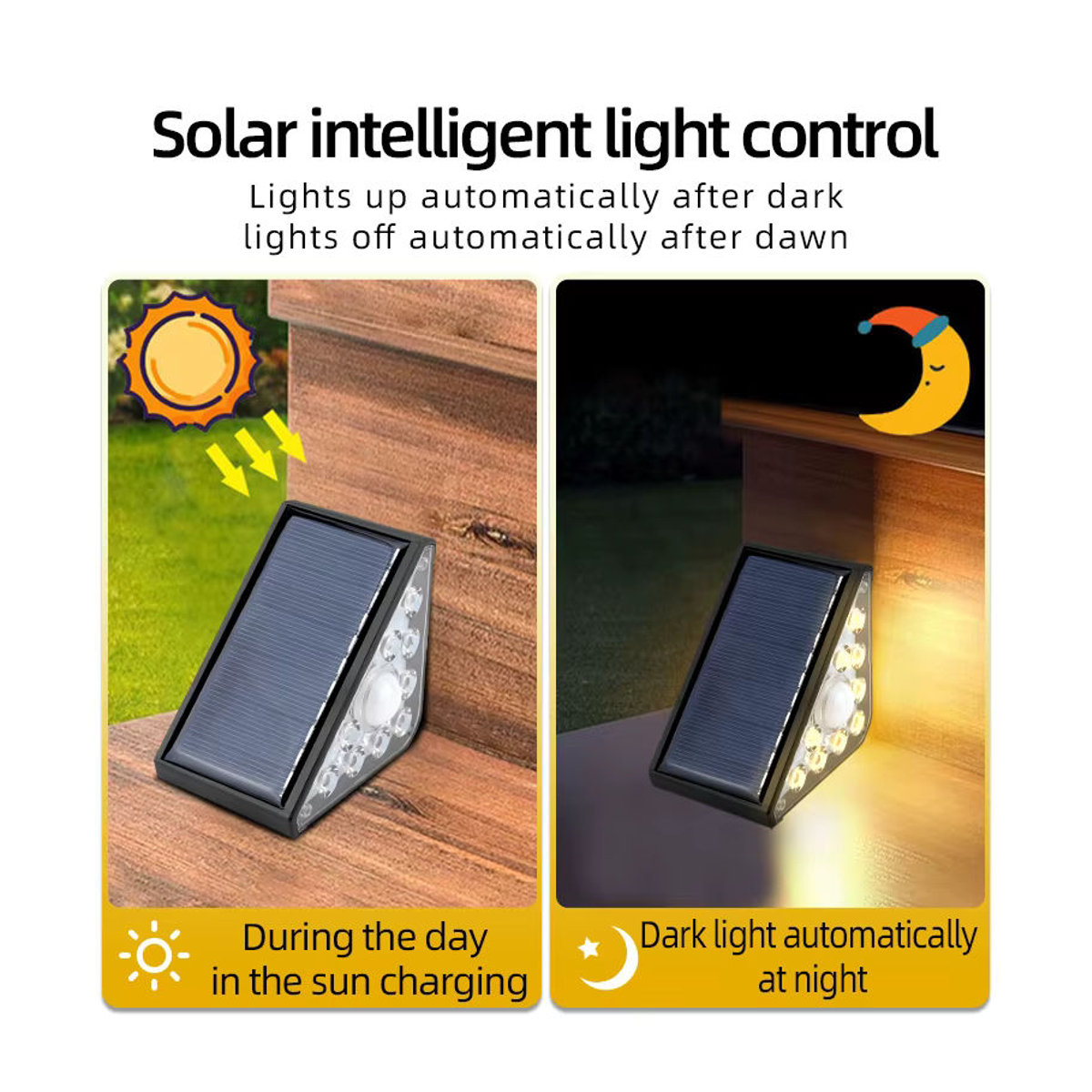 Solar-LED-Treppenleuchte in Dreiecksform für Außenbereich und Garten, Schwarz, minimalistisches Design - Bild 5