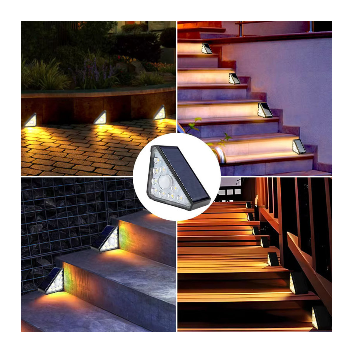 Solar-LED-Treppenleuchte in Dreiecksform für Außenbereich und Garten, Schwarz, minimalistisches Design - Bild 6