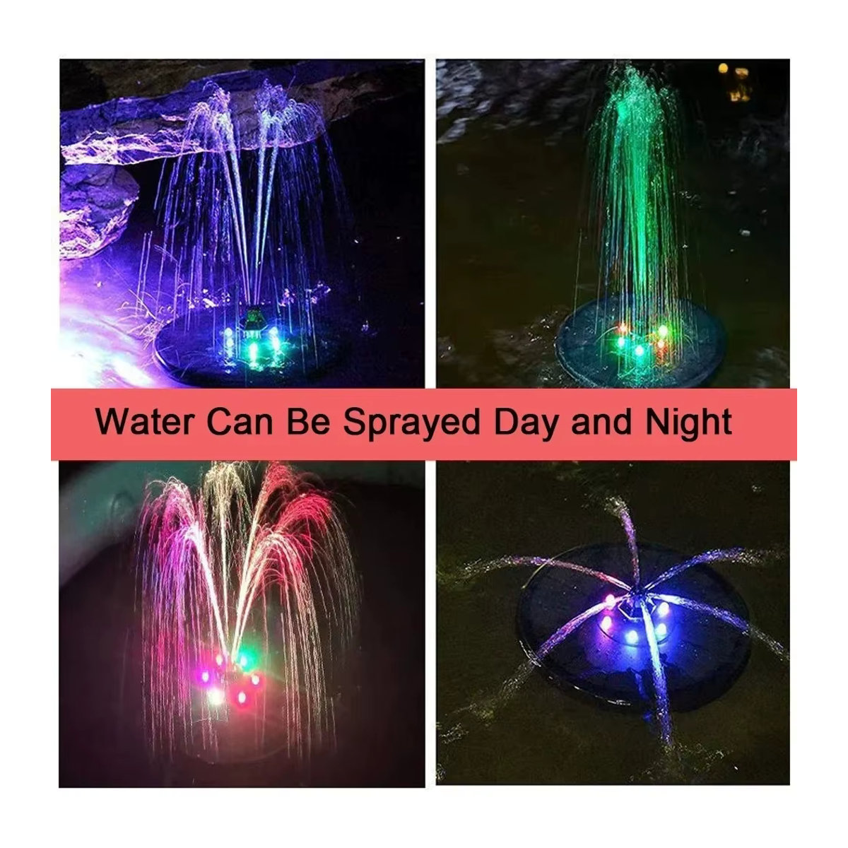 Solar-Lichtbrunnen mit 8 Effekten in Schwarz als Solar-Teichpumpe für den Außenbereich und das Garten-Vogelbad - Bild 2