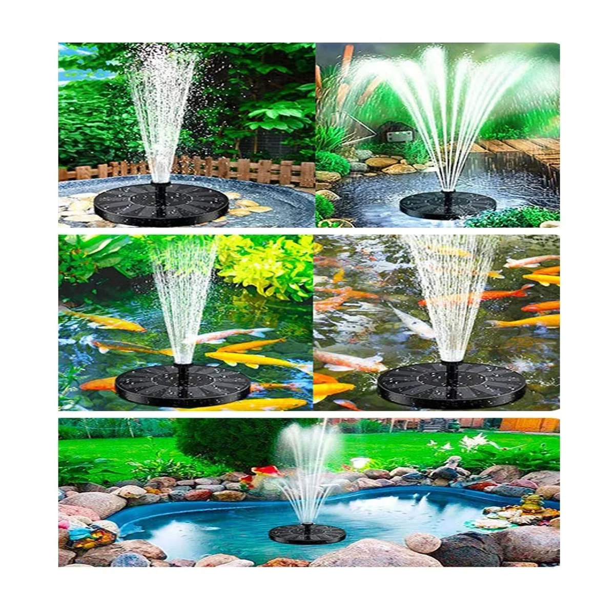 Solar-Lichtbrunnen mit 8 Effekten in Schwarz als Solar-Teichpumpe für den Außenbereich und das Garten-Vogelbad - Bild 5