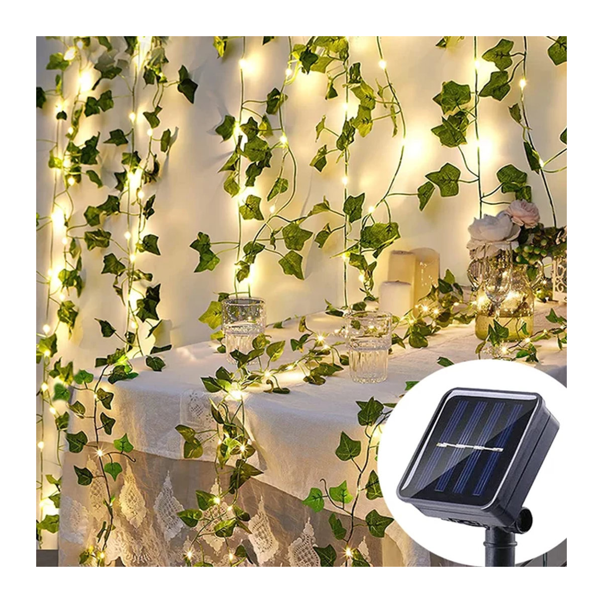 Solar Lichterkette Efeu mit Ahornblättern und LED, Wasserdichte Girlande für die Gartendekoration - Bild 1