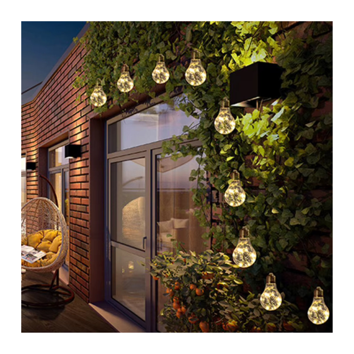 Solar-Lichterkette mit 10 LED-Glühbirnen und Kupferdraht als dekorative Solar-Hängeleuchte für den Außenbereich - Bild 2