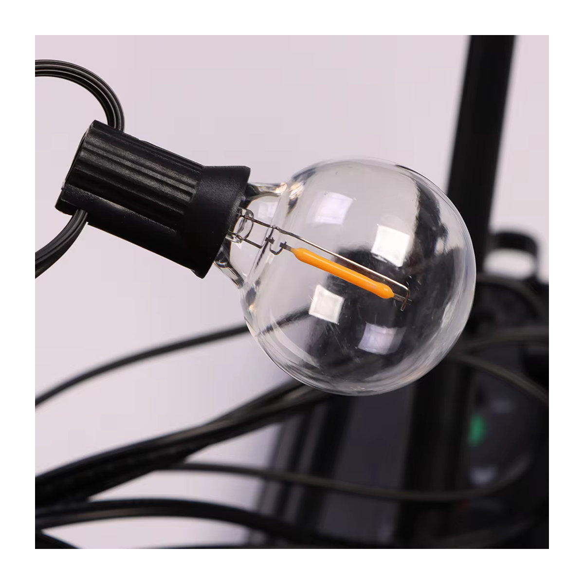 Solar-Lichterkette mit 40 G40 LED-Glühbirnen in Schwarz, wasserfeste Retro-Solarleuchte für den Außenbereich - Bild 6