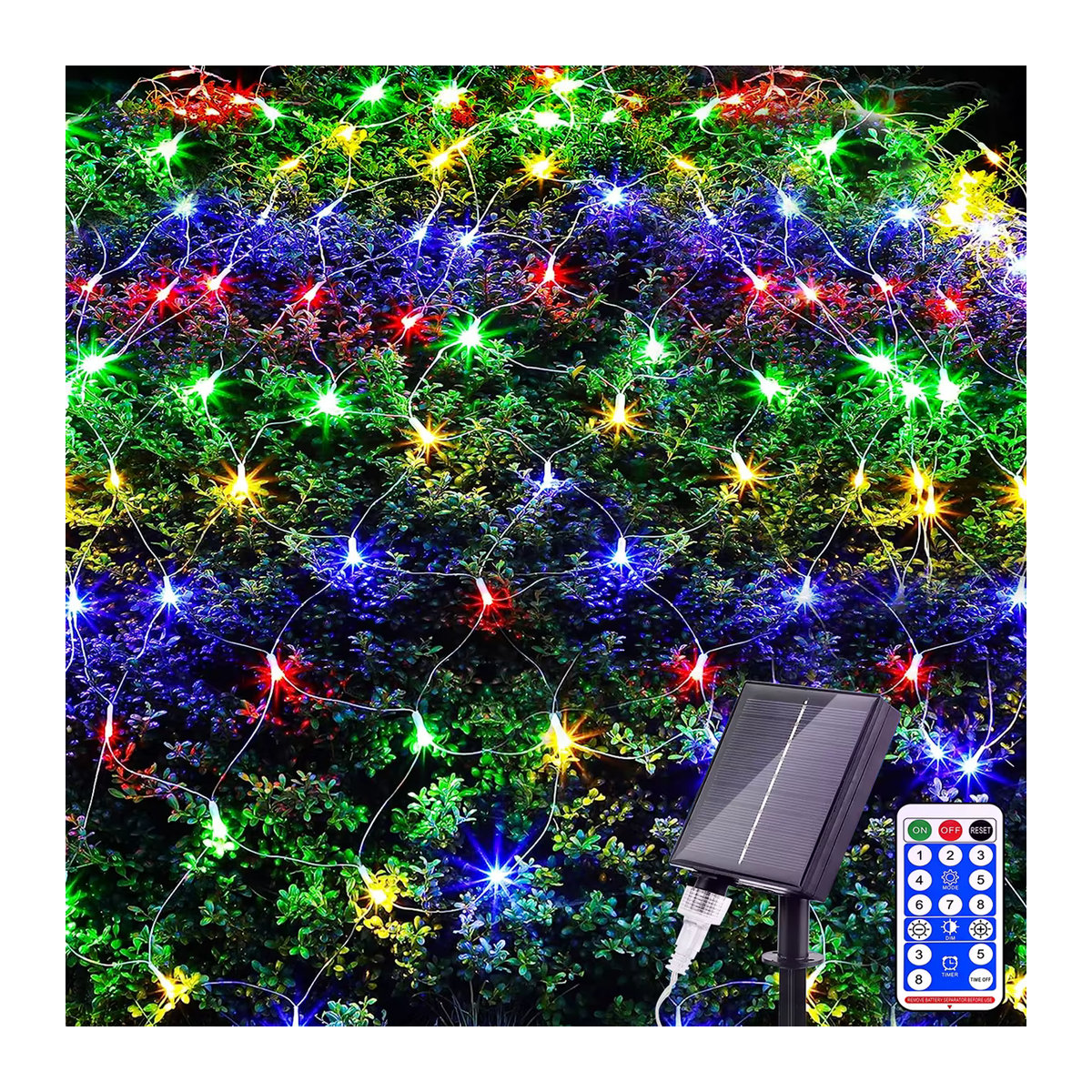 Solar Net Lichter mit 8 Modi und Fernbedienung, Bunte Mesh Solarleuchte für Terrasse und Außenbereich - Bild 2