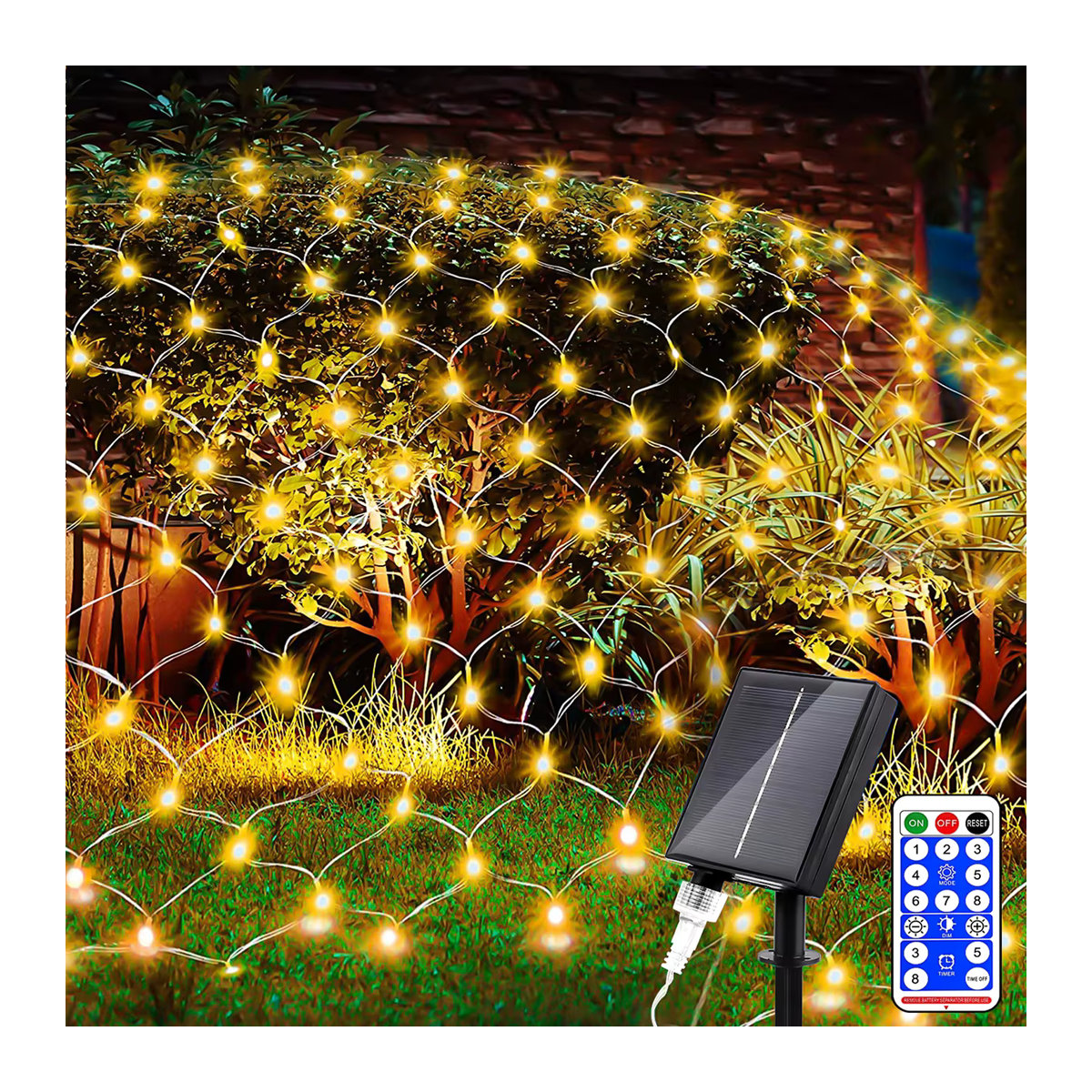 Solar Net Lichter mit 8 Modi und Fernbedienung, Bunte Mesh Solarleuchte für Terrasse und Außenbereich - Bild 4