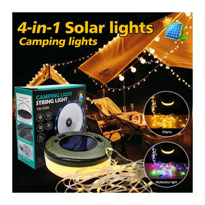 Solar Outdoor Camping Lichterkette mit 10 Meter RGB LED Atmosphäre Licht und Haken, Bunt