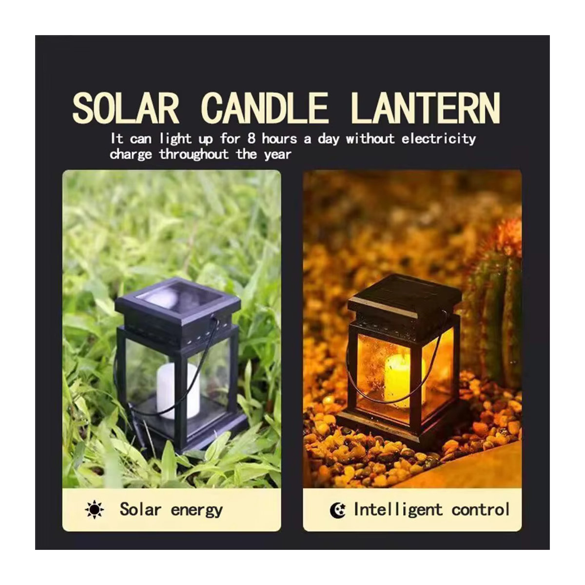 Solar Palast Laterne Schwarz Klassisch für Garten und Hof als Solar Lichter für Außenbereich und Landschaftsdekoration - Bild 2