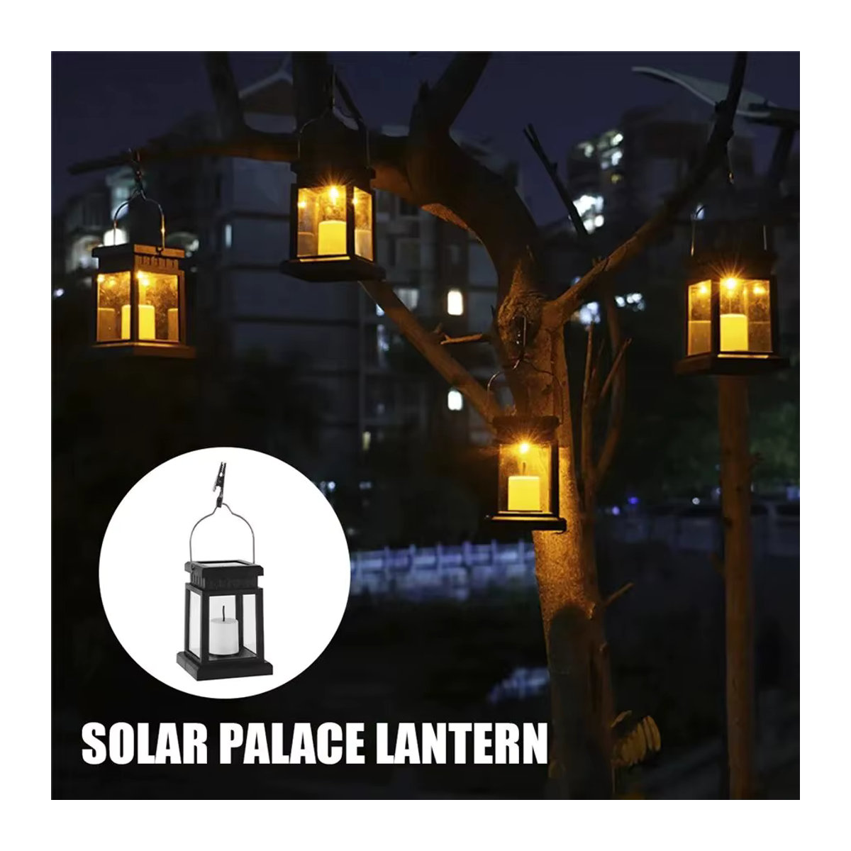 Solar Palast Laterne Schwarz Klassisch für Garten und Hof als Solar Lichter für Außenbereich und Landschaftsdekoration - Bild 5