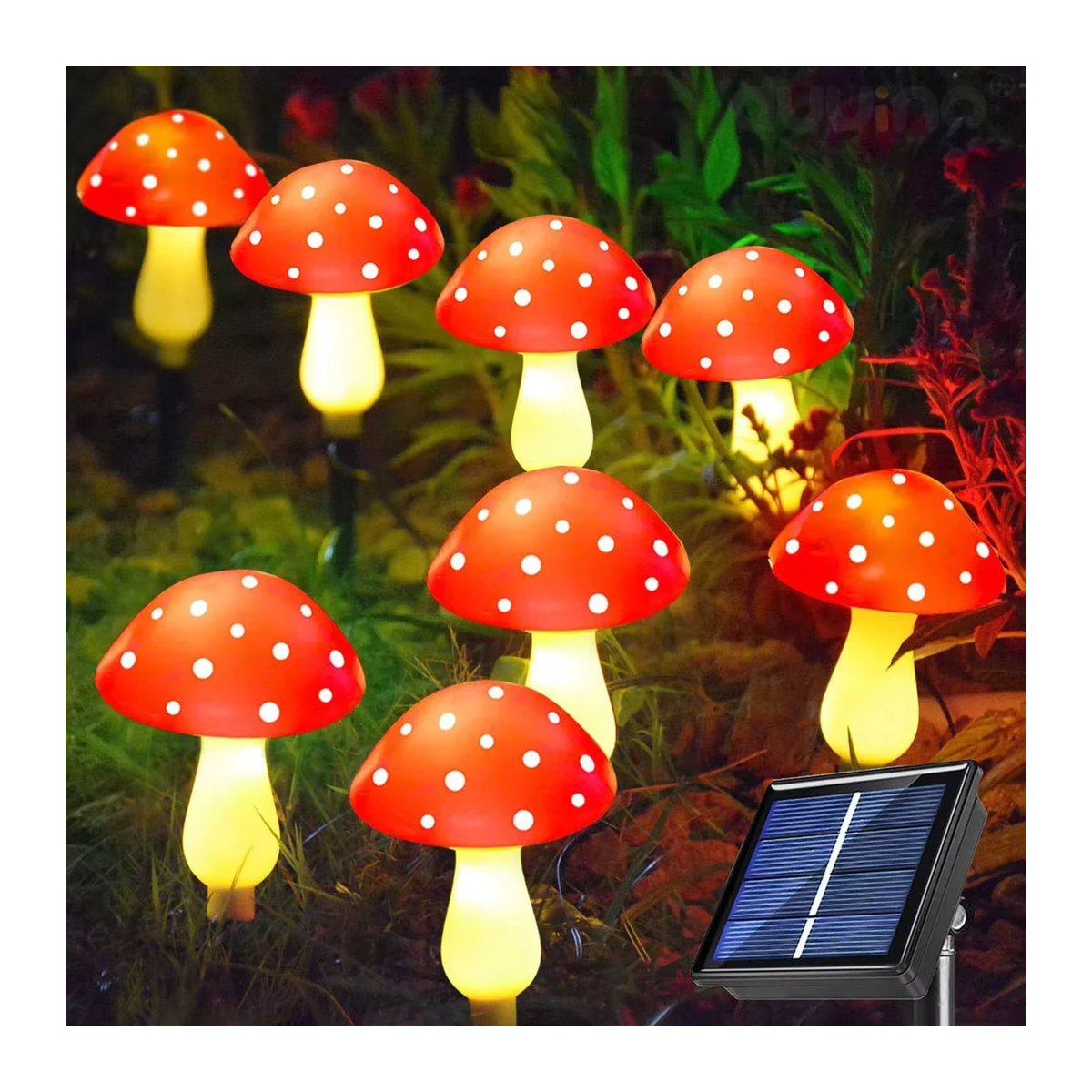 Solar Pilz Lichter Pfahl mit 20 LED Solarleuchten in Rot für die Garten Dekoration - Bild 3