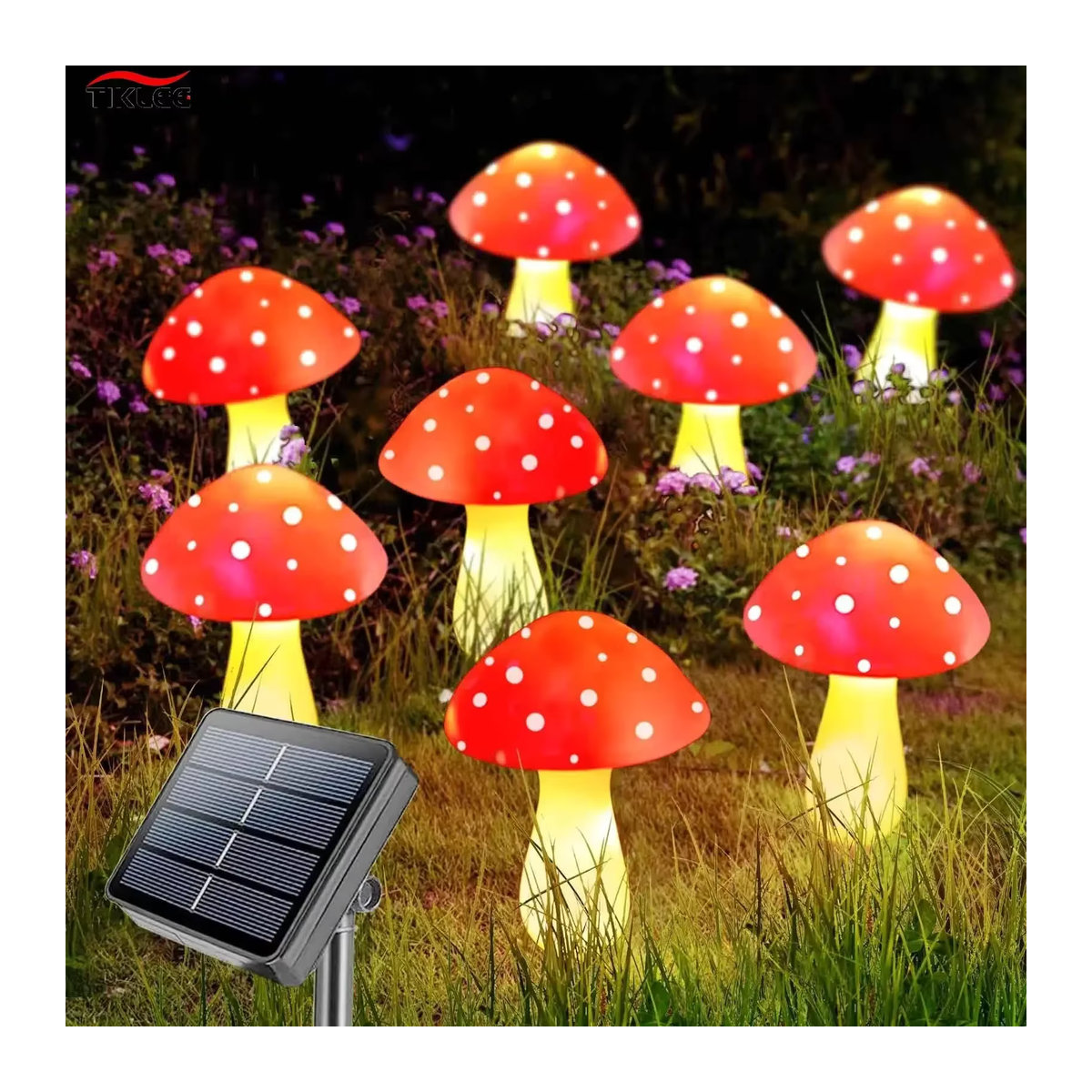 Solar Pilz Lichter Pfahl mit 20 LED Solarleuchten in Rot für die Garten Dekoration - Bild 4