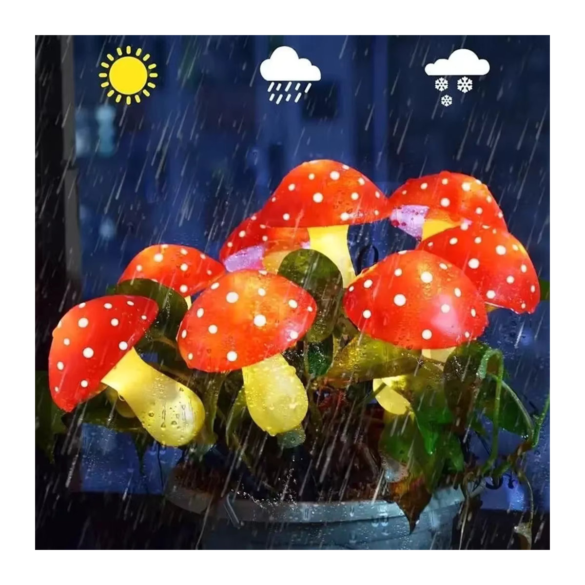 Solar Pilz Lichter Pfahl mit 20 LED Solarleuchten in Rot für die Garten Dekoration - Bild 5