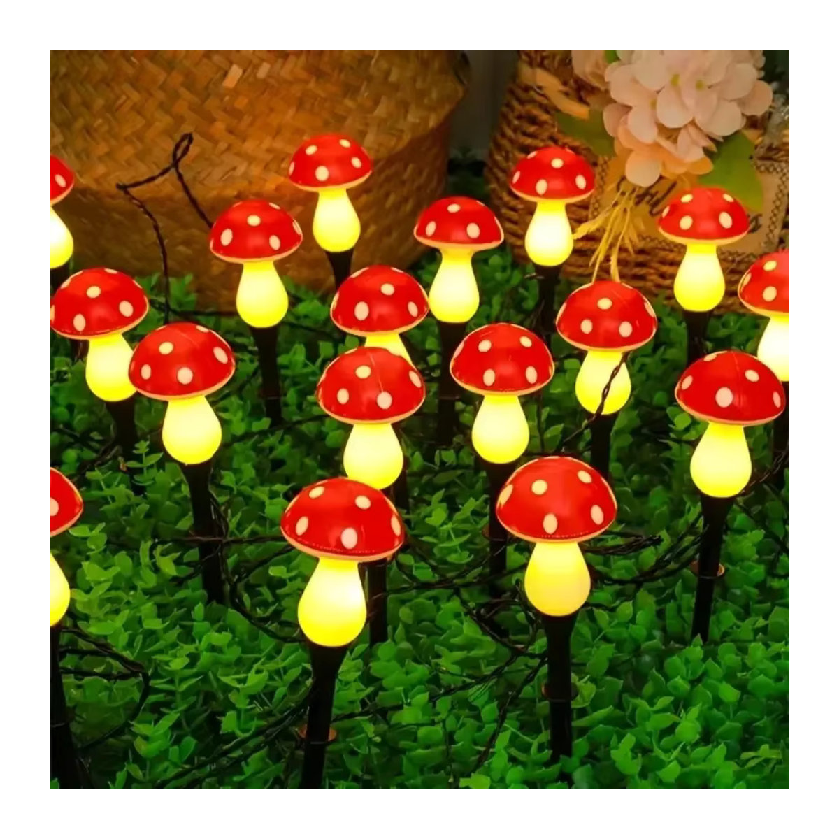 Solar Pilz Lichter Pfahl mit 20 LED Solarleuchten in Rot für die Garten Dekoration - Bild 6