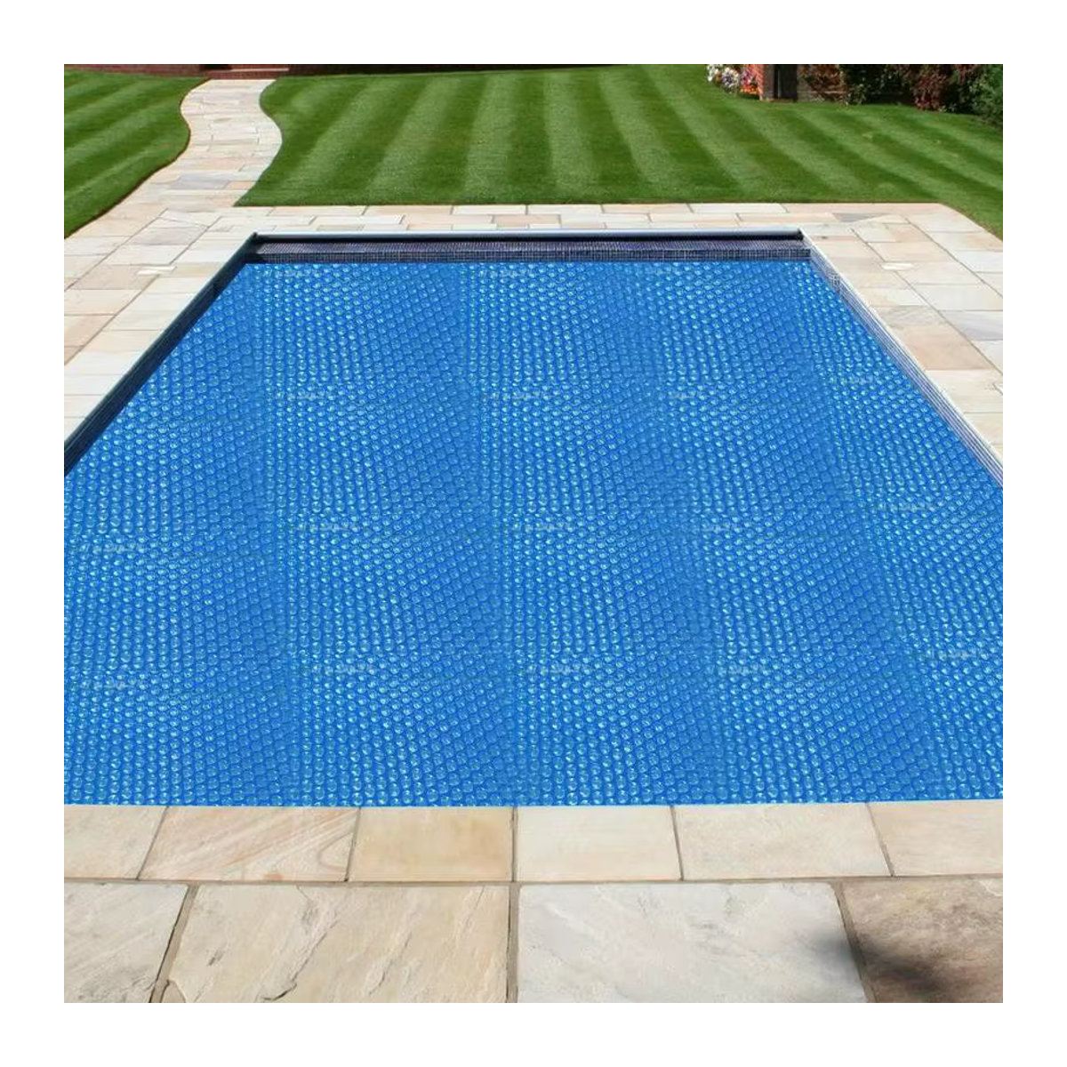 Solar-Pool-Abdeckung als wärmespeichernde Blasenfolie für deinen Schwimmbad-Sonnenschutz in Blau und Weiß - Bild 2