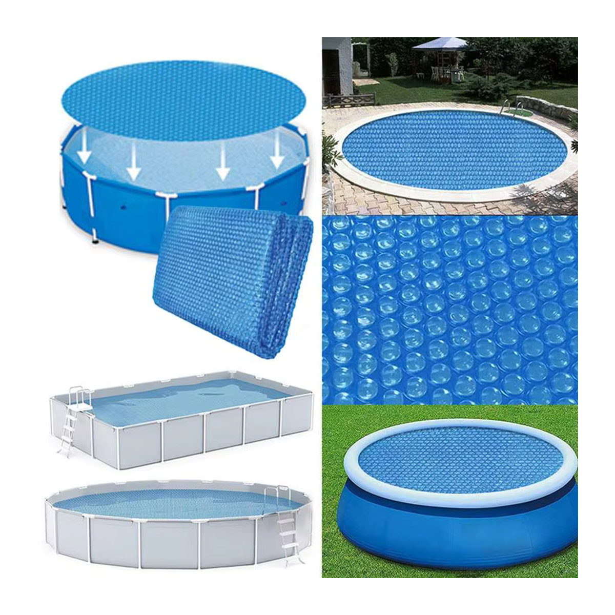 Solar-Pool-Abdeckung als wärmespeichernde Blasenfolie für deinen Schwimmbad-Sonnenschutz in Blau und Weiß - Bild 3