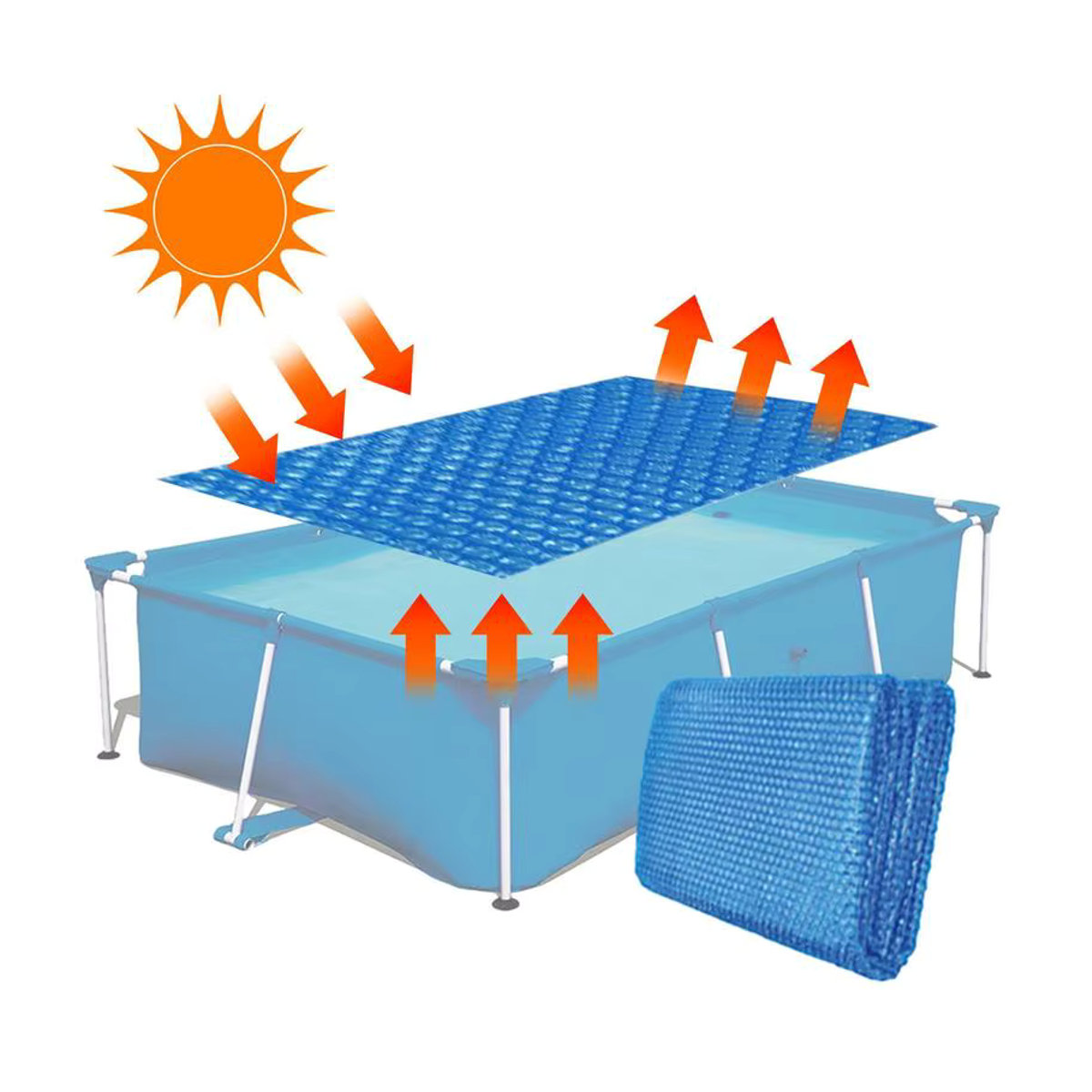 Solar-Pool-Abdeckung als wärmespeichernde Blasenfolie für deinen Schwimmbad-Sonnenschutz in Blau und Weiß - Bild 4