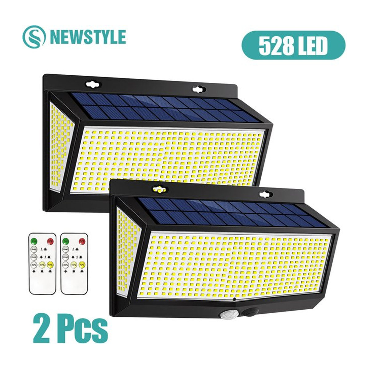 Solar-Sicherheitsleuchten mit Bewegungsmelder und LED, IP65 wasserdichte Wandleuchten für Garten und Außenbereich, Schwarz, Modernes Design - Bild 1