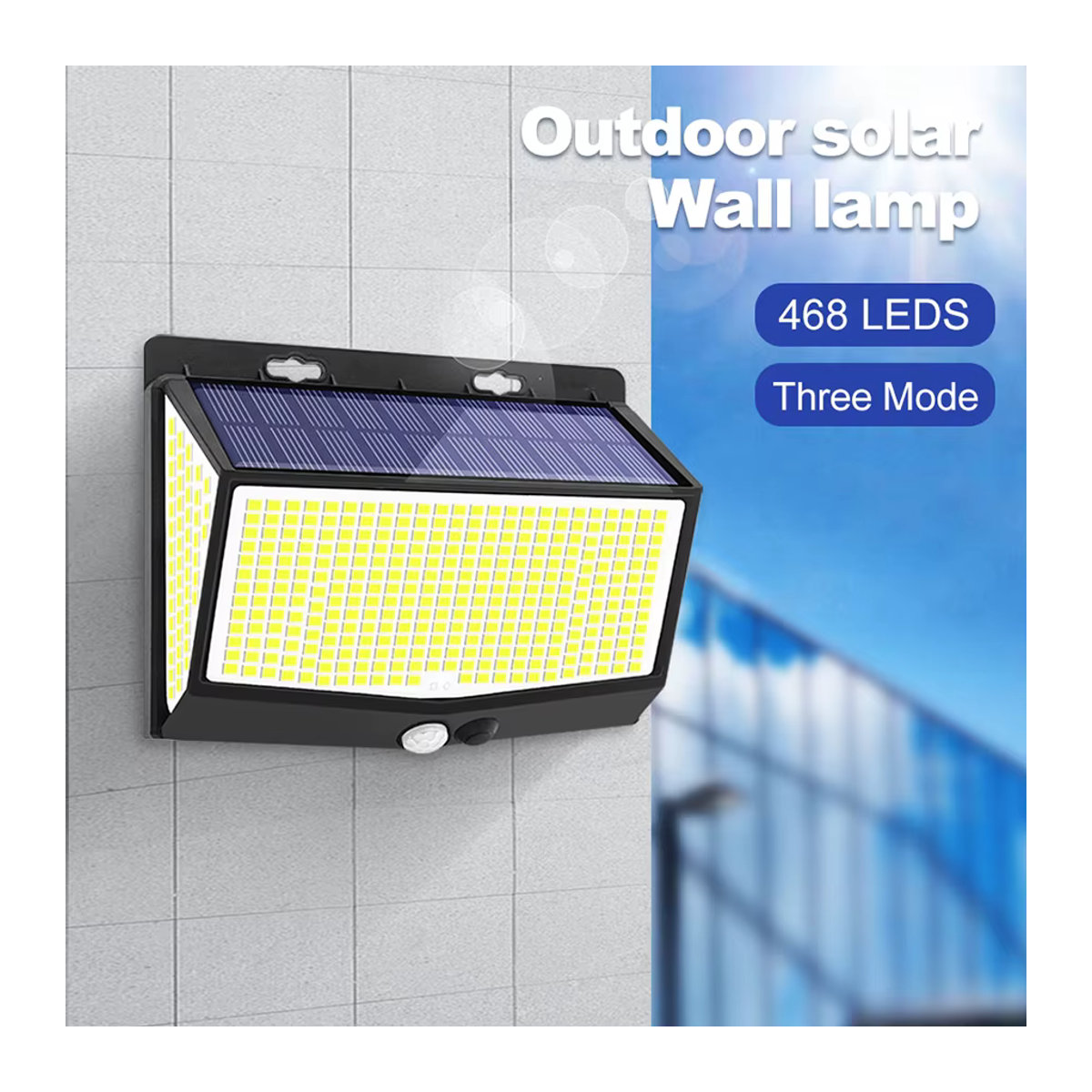 Solar-Sicherheitsleuchten mit Bewegungsmelder und LED, IP65 wasserdichte Wandleuchten für Garten und Außenbereich, Schwarz, Modernes Design - Bild 2