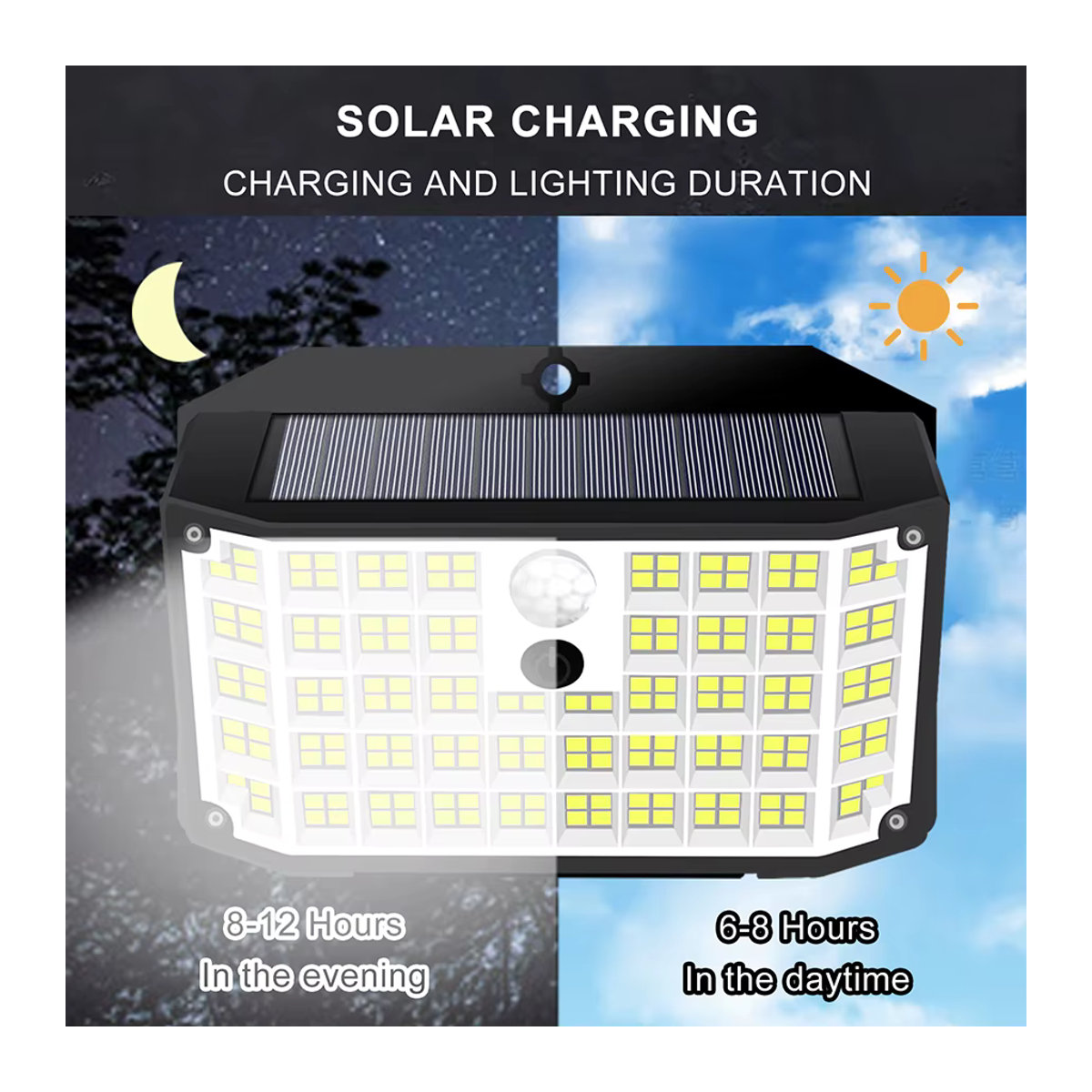 Solar-Sicherheitsleuchten mit Bewegungsmelder und LED, IP65 wasserdichte Wandleuchten für Garten und Außenbereich, Schwarz, Modernes Design - Bild 5