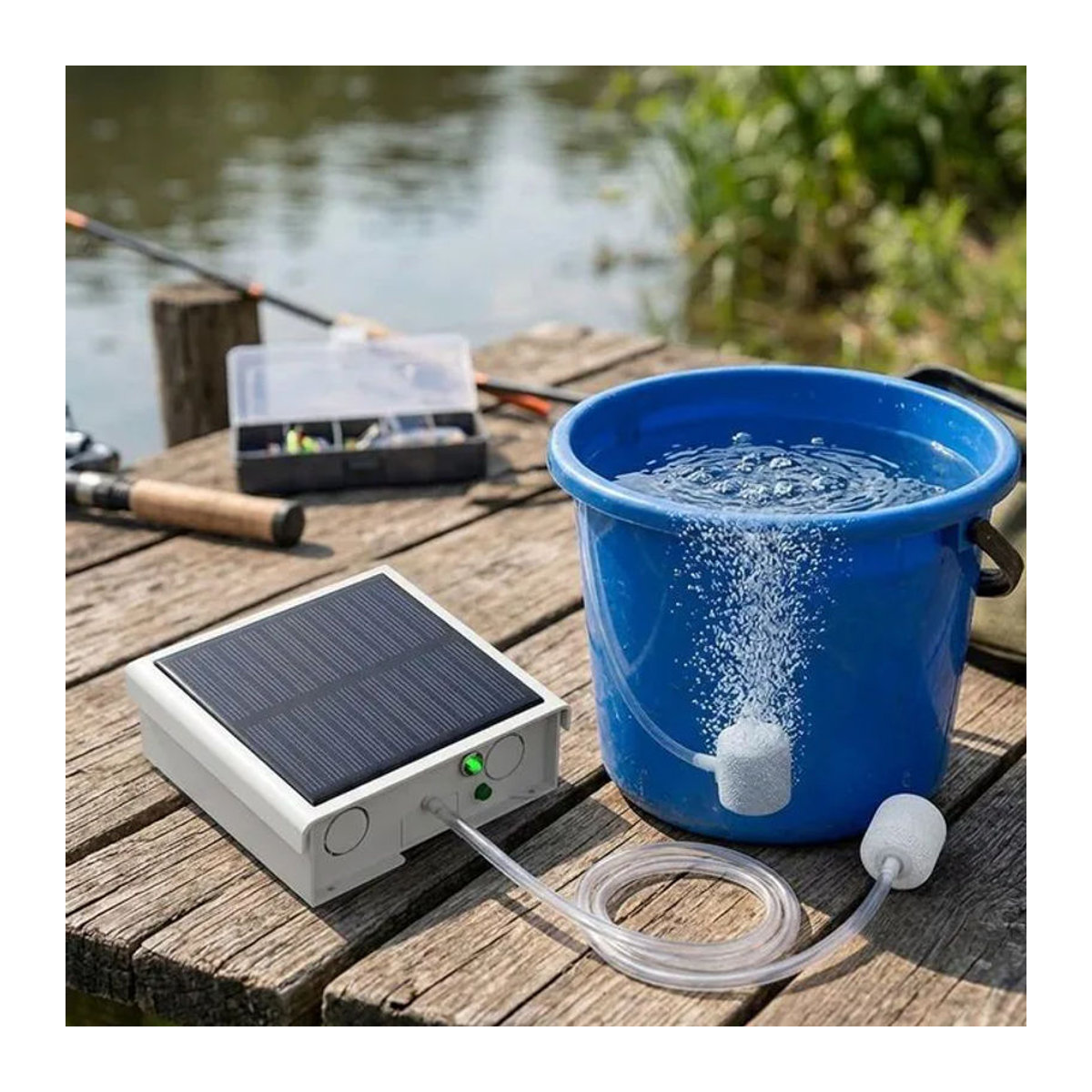 Solar-Teichbelüfter in Weiß: Solarbetriebene Teichluftpumpe für den Fischtransport - Bild 1