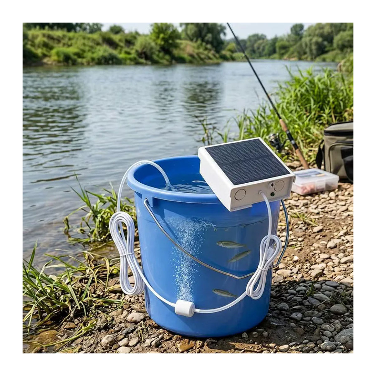 Solar-Teichbelüfter in Weiß: Solarbetriebene Teichluftpumpe für den Fischtransport - Bild 3