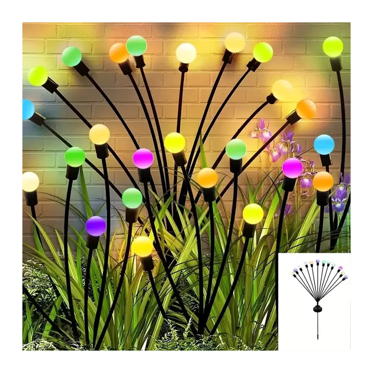 Solar-Wegeleuchte für den Außenbereich mit LED und Glühwürmchen-Effekt, wasserdicht, in Warmweiß oder Bunt - Bild 3
