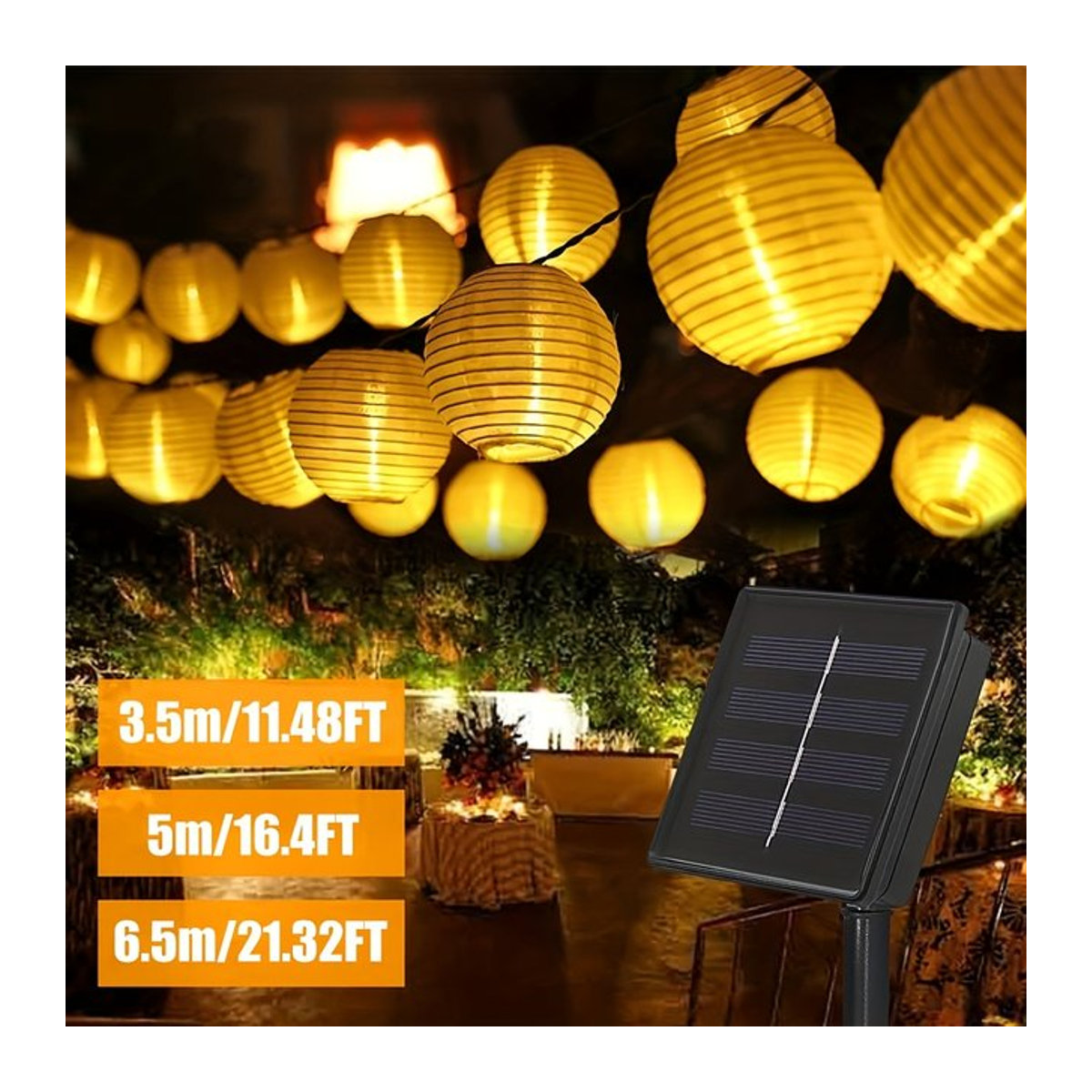 Solarbetriebene LED Laterne als wasserdichte Lichterkette mit 8 Modi in Gelb für die Garten- und Weihnachtsdekoration - Bild 1