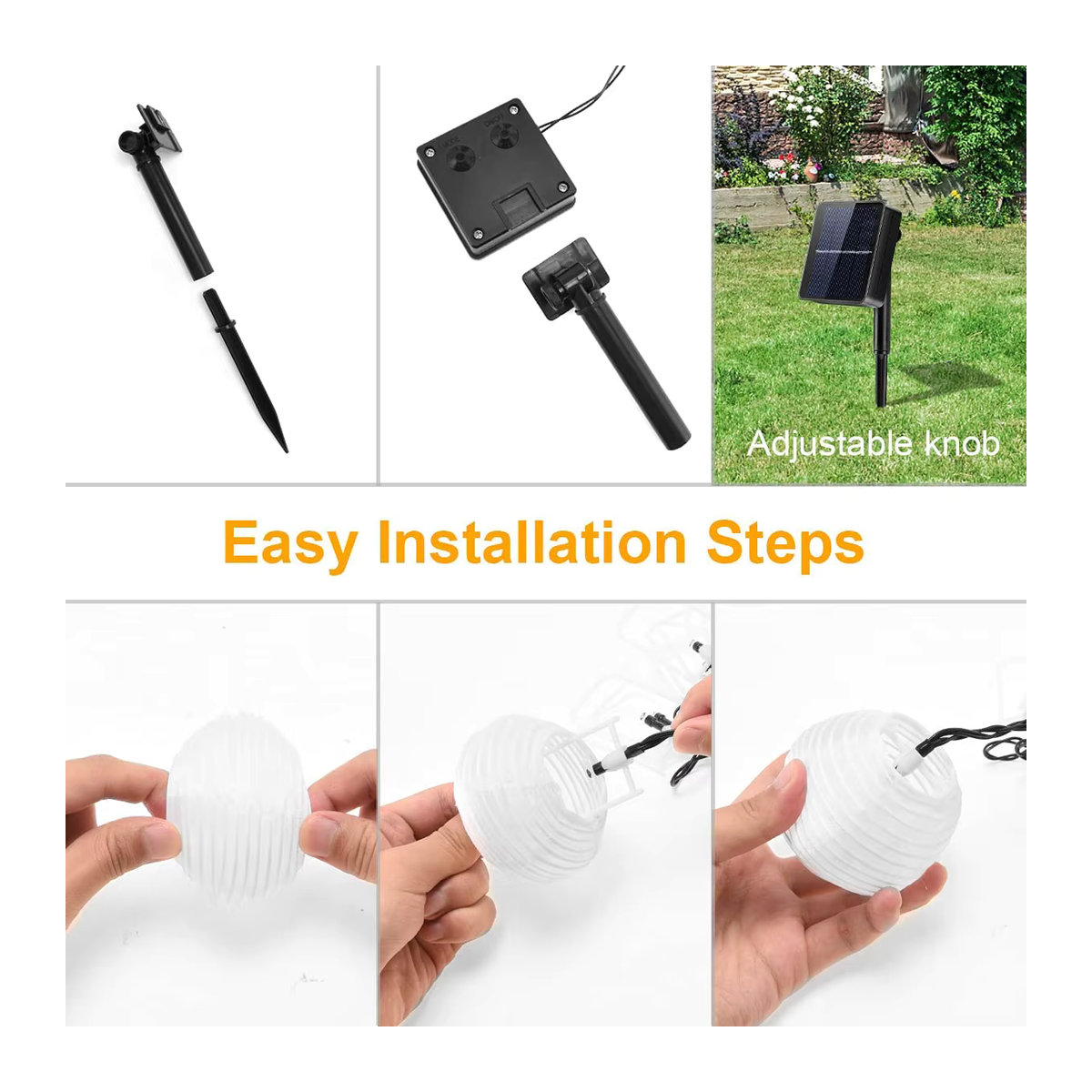 Solarbetriebene LED Laterne als wasserdichte Lichterkette mit 8 Modi in Gelb für die Garten- und Weihnachtsdekoration - Bild 6