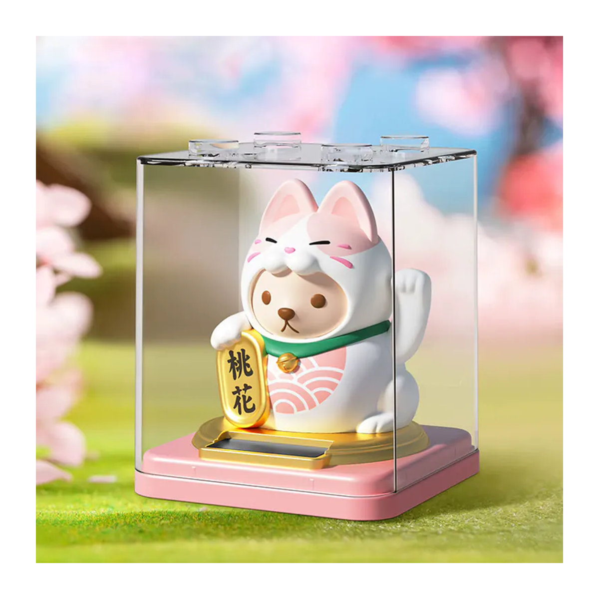 Solarbetriebene Maneki Neko Glückskatze von ACRDDK als dekoratives Ornament für Auto und Schreibtisch in Rosa, Rot, Gelb oder Weiß, Höhe: 7,62 cm - Bild 4