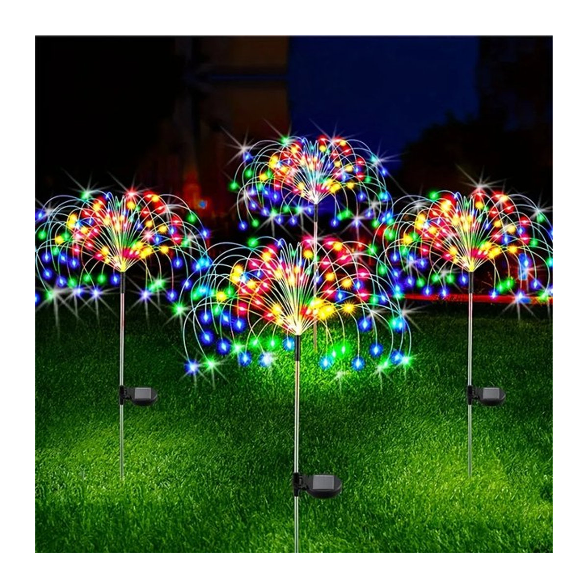 Solarbetriebene Outdoor-Löwenzahn-Feuerwerkslampe mit 8 Modi und bunten LEDs für Garten und Rasen - Bild 1