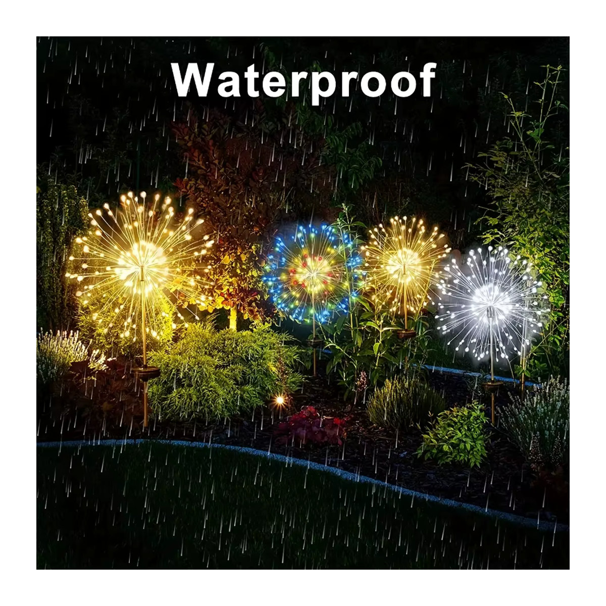 Solarbetriebene Outdoor-Löwenzahn-Feuerwerkslampe mit 8 Modi und bunten LEDs für Garten und Rasen - Bild 4
