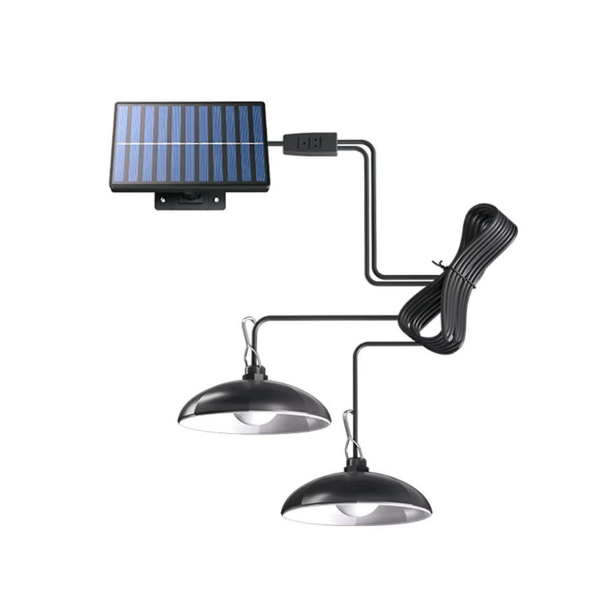 Solarbetriebene Pendelleuchte im Industrial-Design, wasserdicht, Schwarz - Bild 2