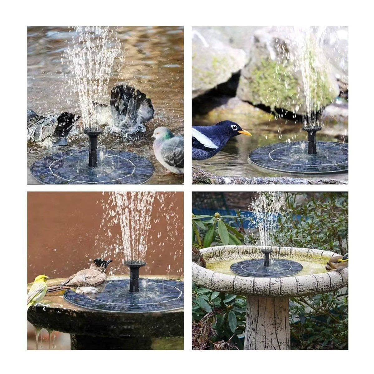 Solarbetriebene schwimmende Brunnenpumpe für Vogelbäder und Teichdekoration, Schwarz, Durchmesser: 13 cm, 16 cm oder 18 cm - Bild 5