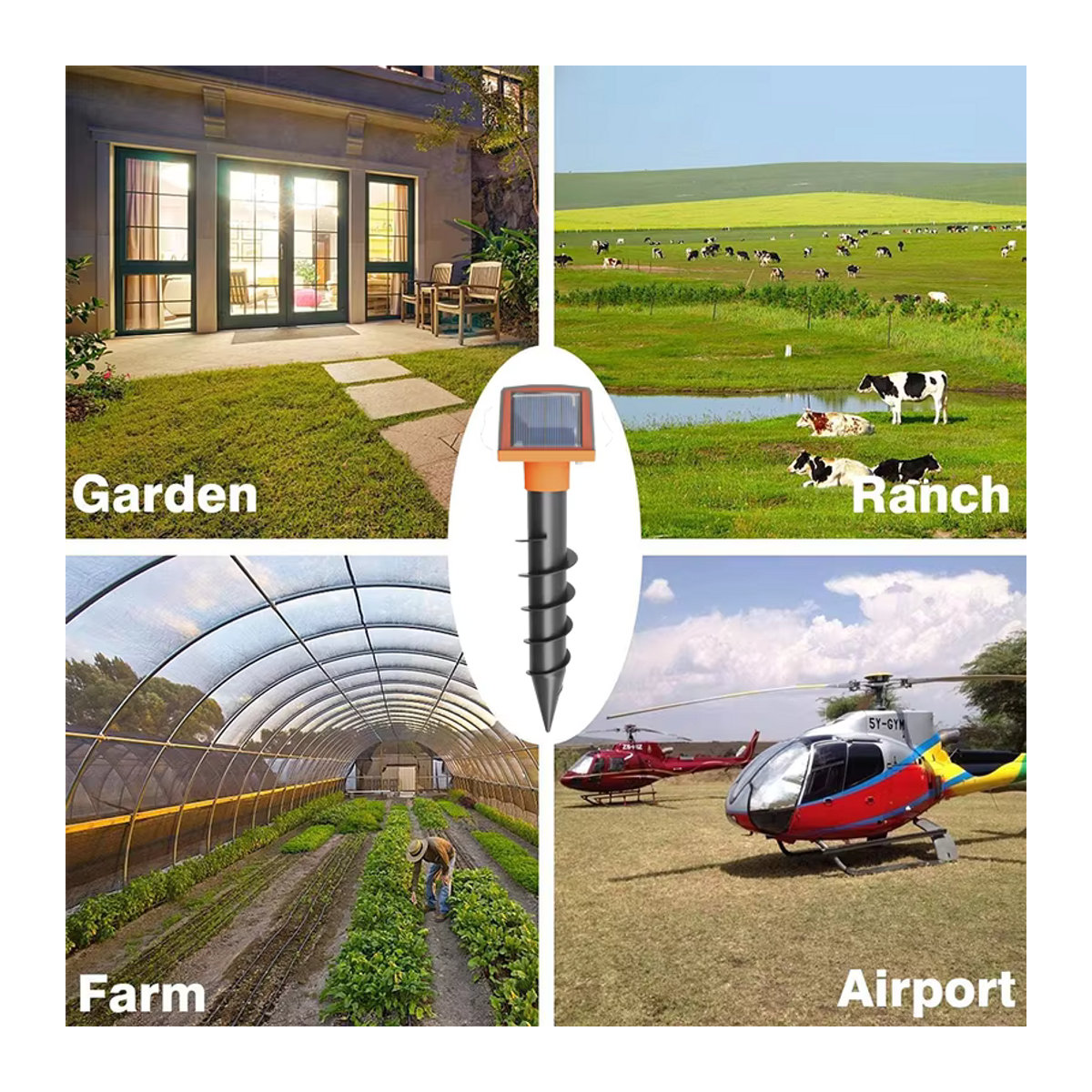 Solarbetriebener Ultraschall-Tiervertreiber mit Flammenlicht und Vibration gegen Mäuse, Maulwürfe, Ratten und Schlangen für Garten und Obstgarten - Bild 6
