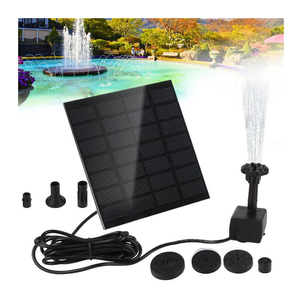 Solarbetriebenes Bewässerungssystem für den Außenbereich mit 8 Düsen und Solarpanel in Schwarz, Größe: 11 x 15,5 cm - Bild 1