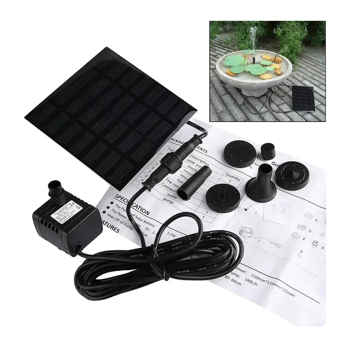 Solarbetriebenes Bewässerungssystem für den Außenbereich mit 8 Düsen und Solarpanel in Schwarz, Größe: 11 x 15,5 cm - Bild 4