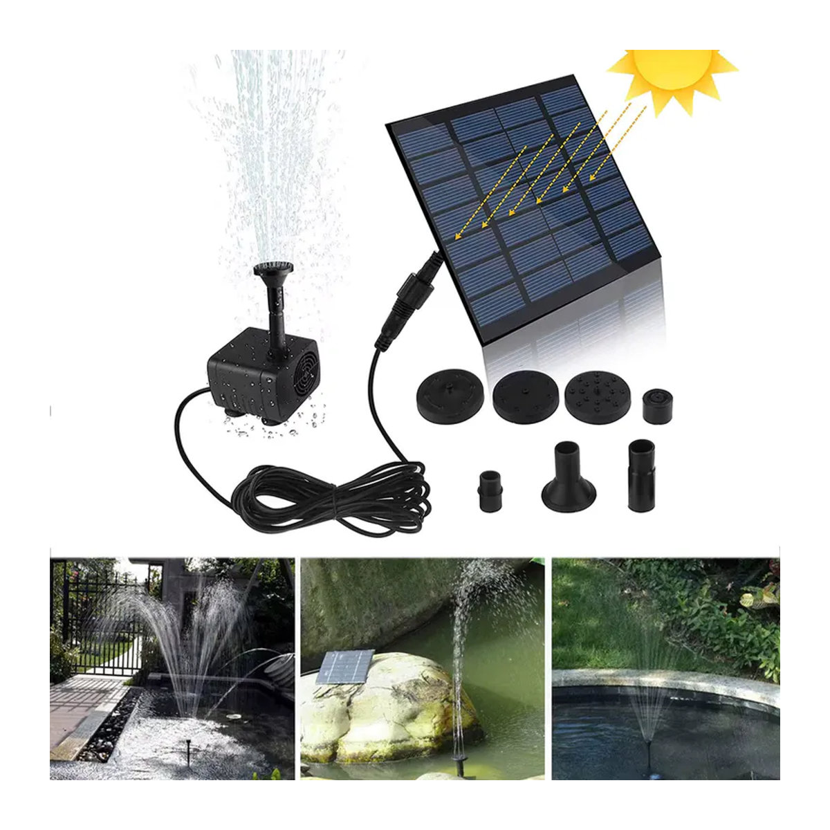 Solarbetriebenes Bewässerungssystem für den Außenbereich mit 8 Düsen und Solarpanel in Schwarz, Größe: 11 x 15,5 cm - Bild 5