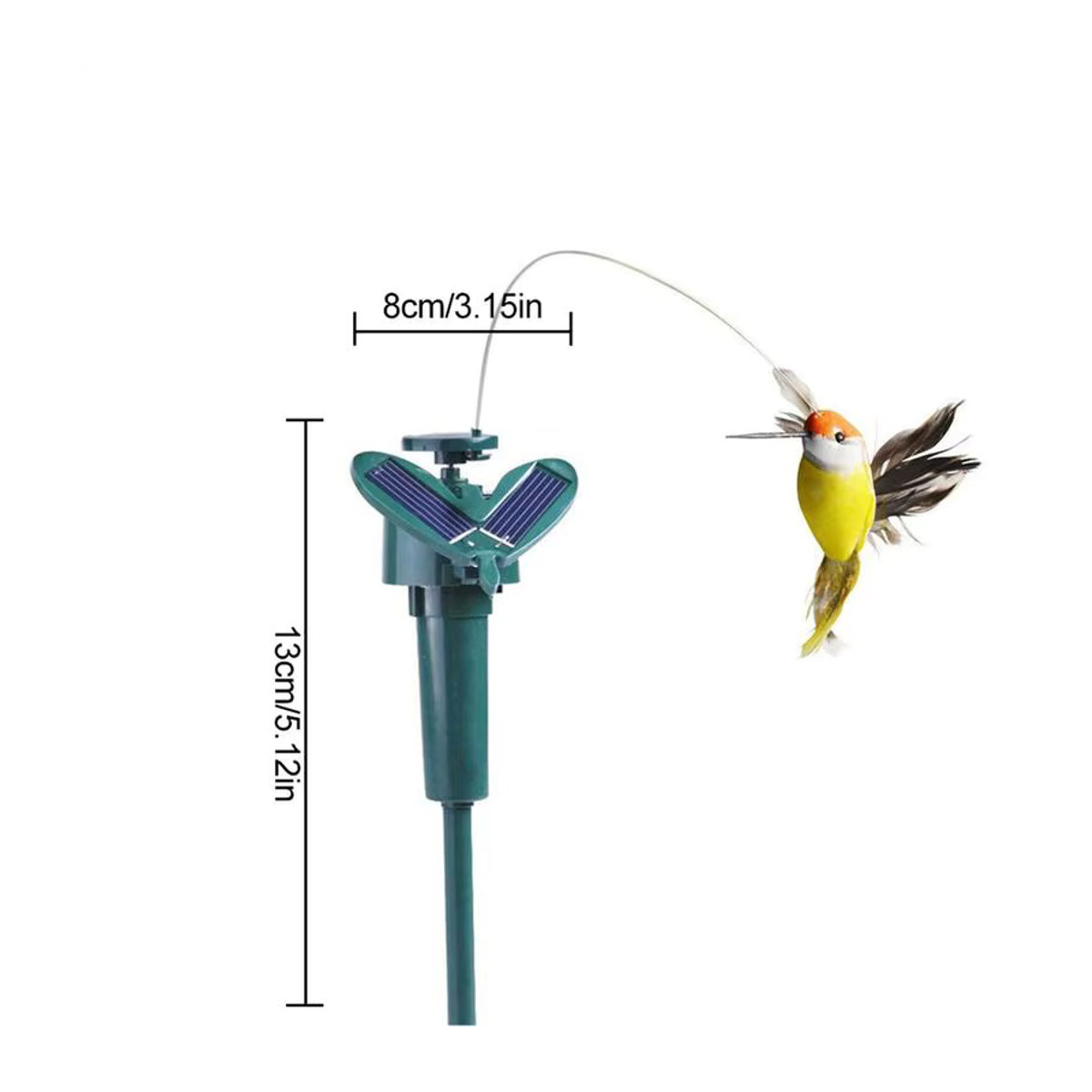 Solarbetriebenes rotierendes Vogelspielzeug in Bunt mit fliegendem Kolibri und Vibration für die Gartendekoration - Bild 4