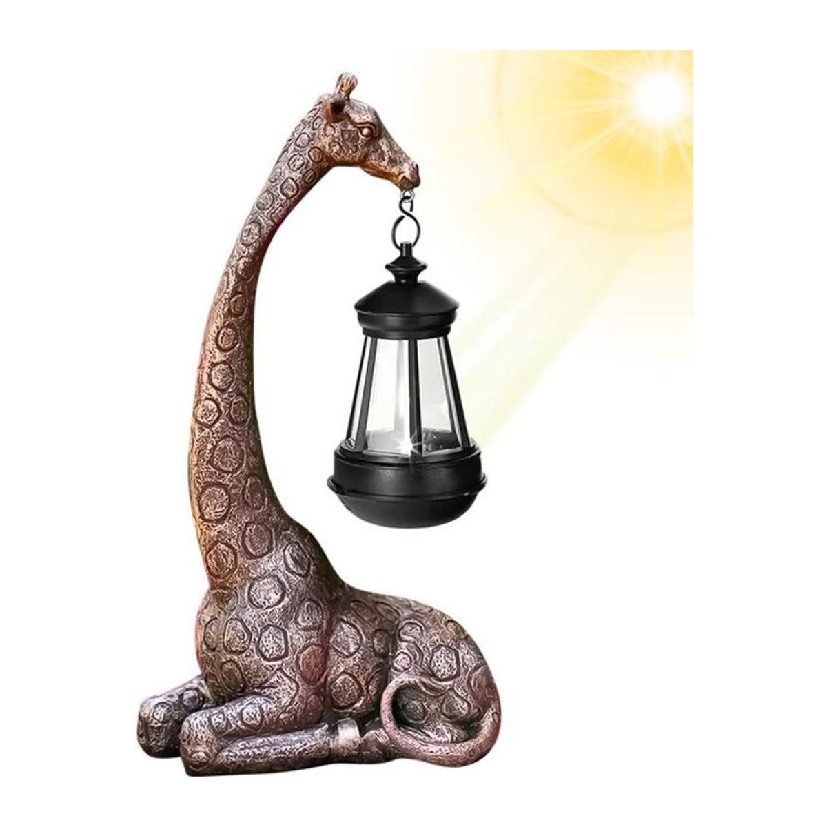 Solarleuchte Giraffe als Gartenstatue aus Kunstharz in Braun mit LED-Licht - Bild 1
