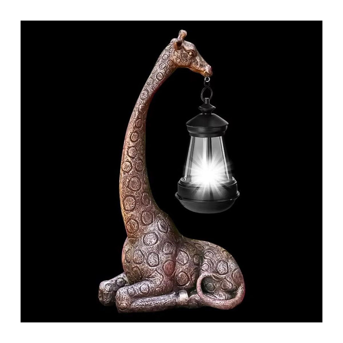 Solarleuchte Giraffe als Gartenstatue aus Kunstharz in Braun mit LED-Licht - Bild 2