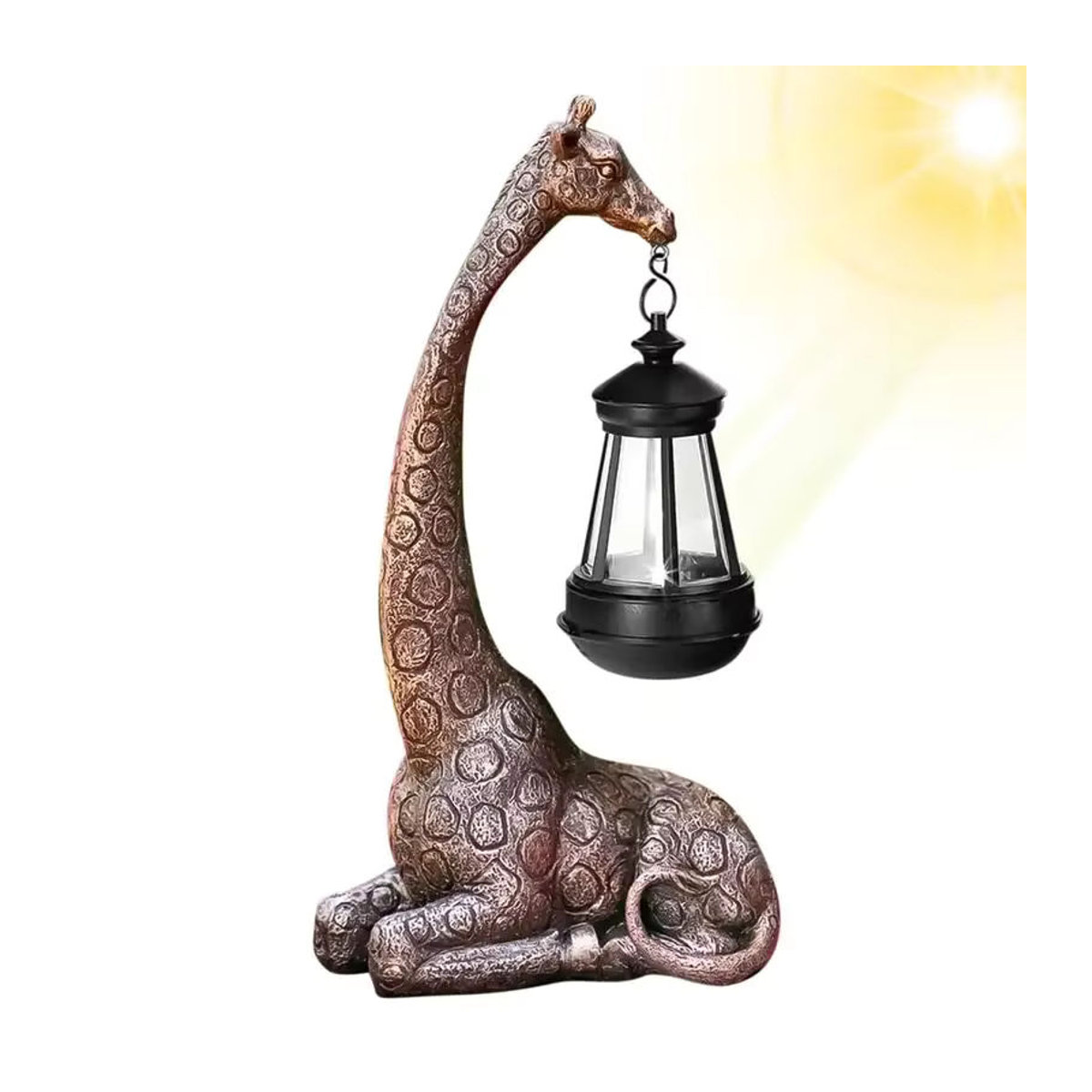 Solarleuchte Giraffe als Gartenstatue aus Kunstharz in Braun mit LED-Licht - Bild 7