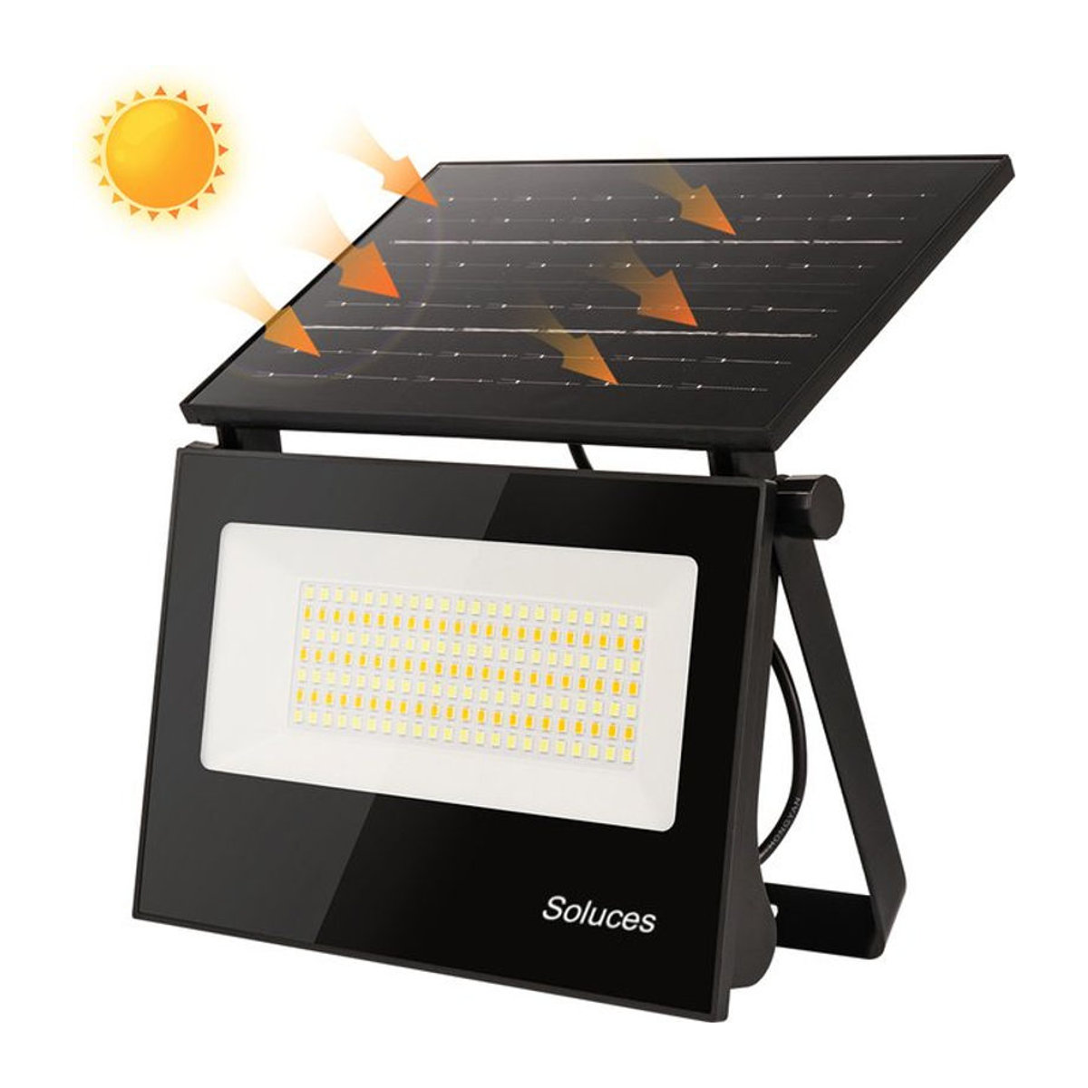 Soluces Solarbetriebener LED Außenstrahler mit Mikrowellensensor und Bewegungsmelder in Weiß oder Schwarz für Terrasse und Hinterhof mit warmem Licht - Bild 1