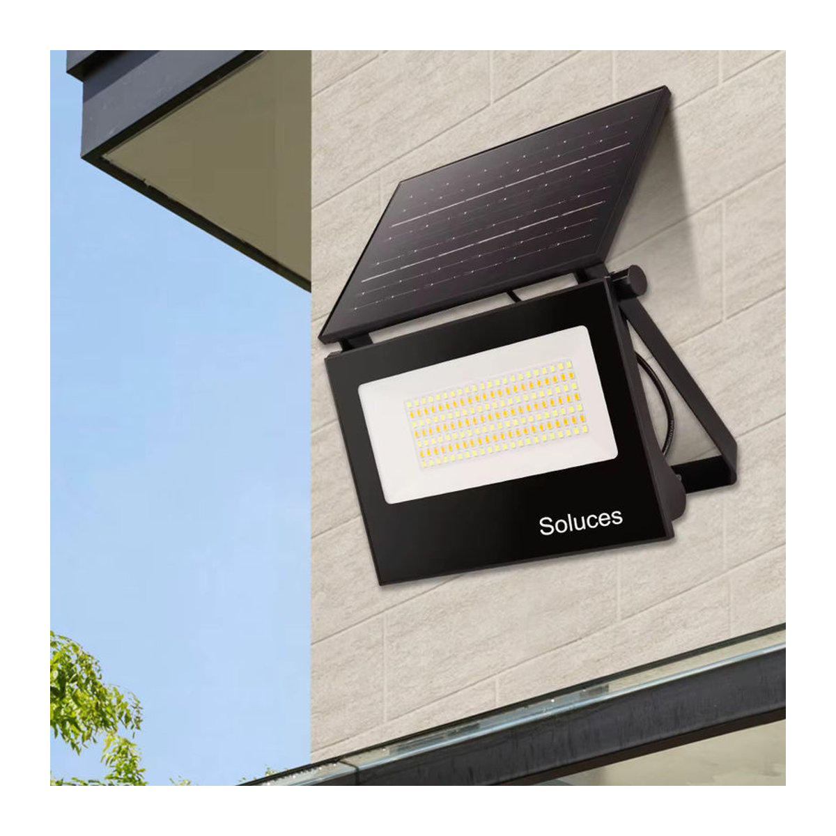 Soluces Solarbetriebener LED Außenstrahler mit Mikrowellensensor und Bewegungsmelder in Weiß oder Schwarz für Terrasse und Hinterhof mit warmem Licht - Bild 3