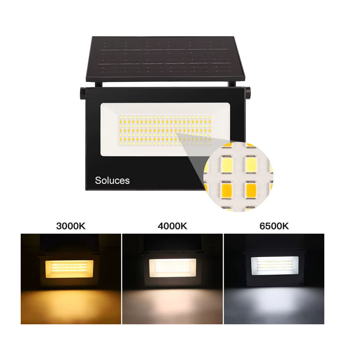 Soluces Solarbetriebener LED Außenstrahler mit Mikrowellensensor und Bewegungsmelder in Weiß oder Schwarz für Terrasse und Hinterhof mit warmem Licht - Bild 5