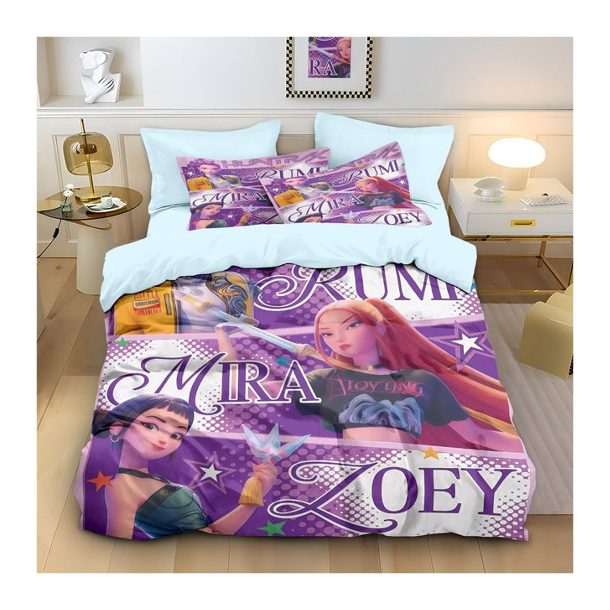Somelli Bettwäsche-Set Anime Dämonenjäger Huntrix Zoey Mira mehrfarbig B/H: 180 x 210 cm - Bild 1