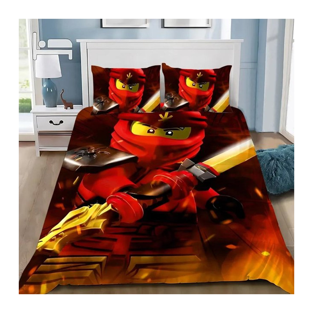 Somelli Bettwäscheset Ninjago Cartoon Design für Kinder in Rot, B/H: 140 x 210 cm - Bild 1