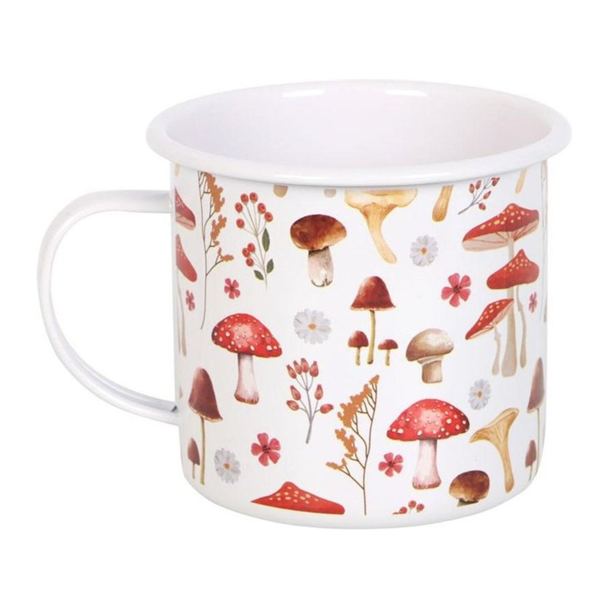 Something Different Emaille-Tasse mit Pilz-Allover-Print in Weiß/Rot - Bild 1