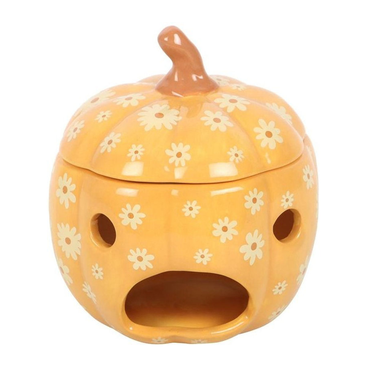 Something Different Groovy Geesten Kürbis Ölwarmer aus Keramik in Orange für Halloween und Herbst - Bild 1